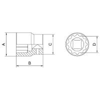 Soquete Estriado Em Aço Cromo Vanádio 2.3/16" - Encaixe 1" Tramontina Pro Tramontina - 2