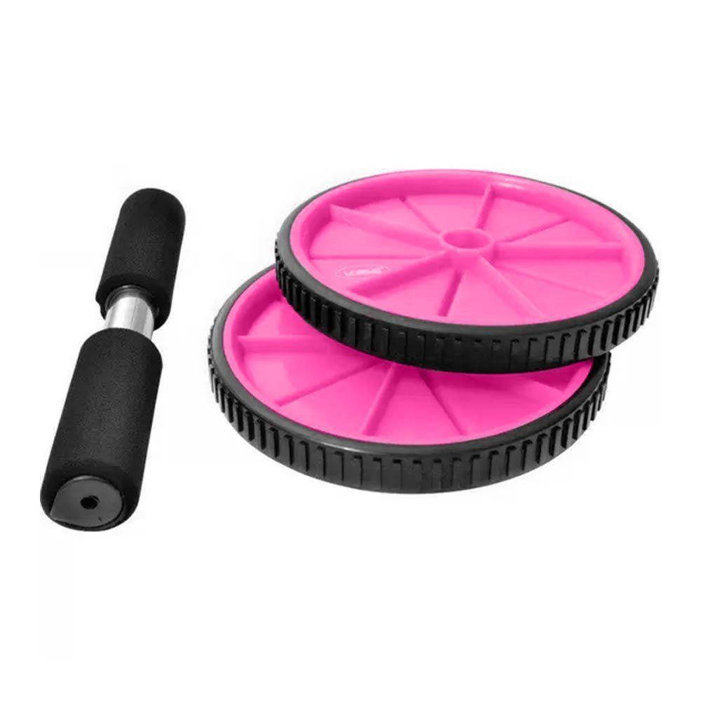 Roda Para Exercício Abdominal Lombar Exercise Wheel Rosa - Liveup - 2