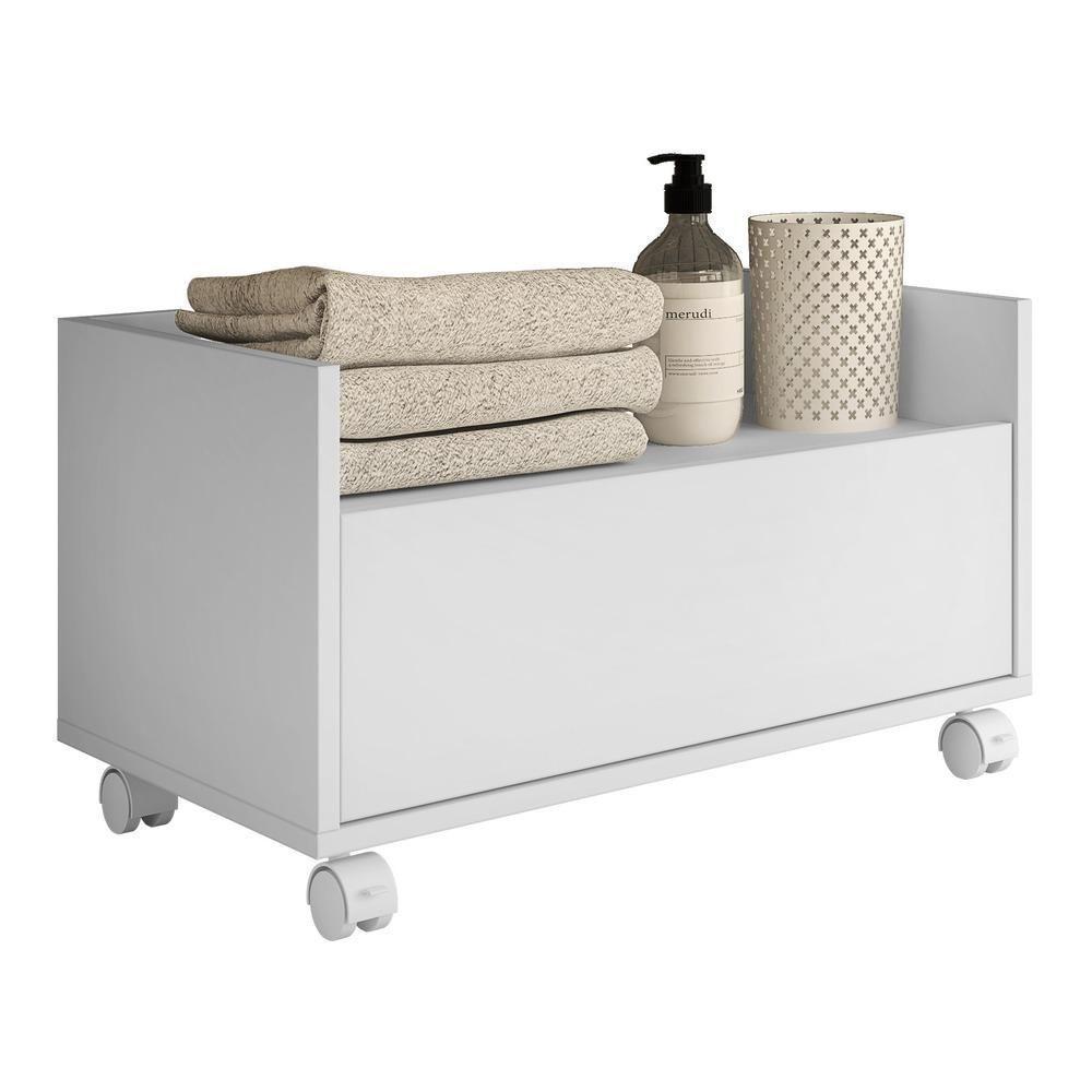 Balcão Gabinete Banheiro Com Rodízios 80Cm Multimóveis V2608 Branco Branco - 1