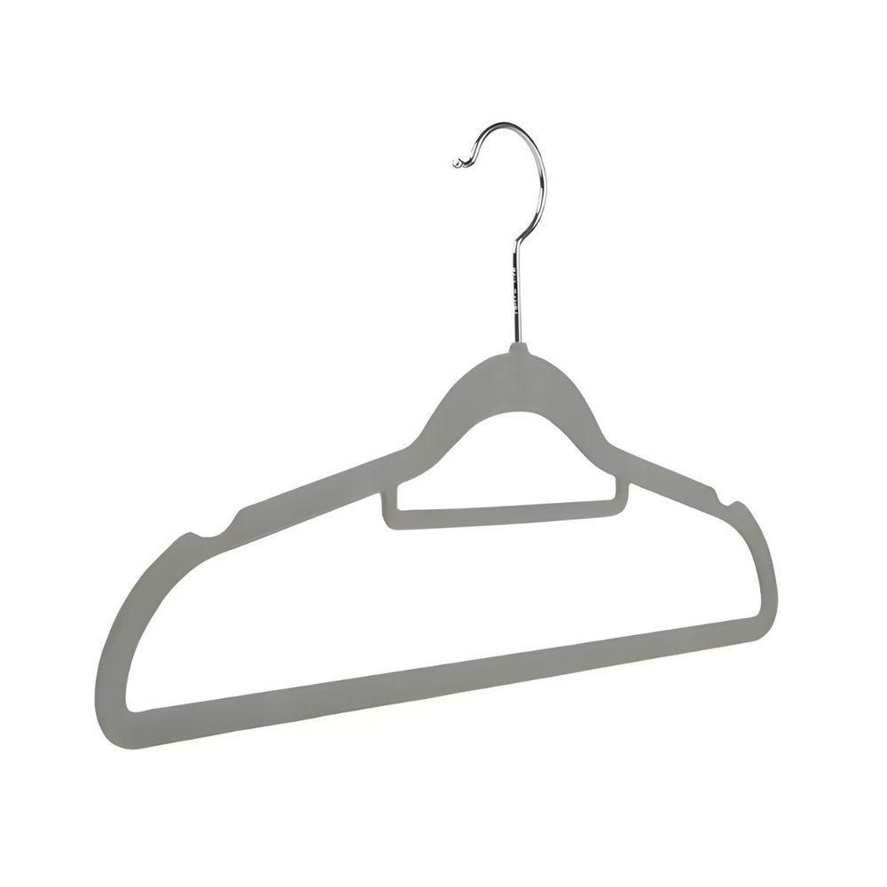 Kit Com 10 Cabides Slim De Veludo - Organização E Sofisticação cinza - 6