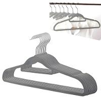 Kit Com 10 Cabides Slim De Veludo - Organização E Sofisticação cinza - 1