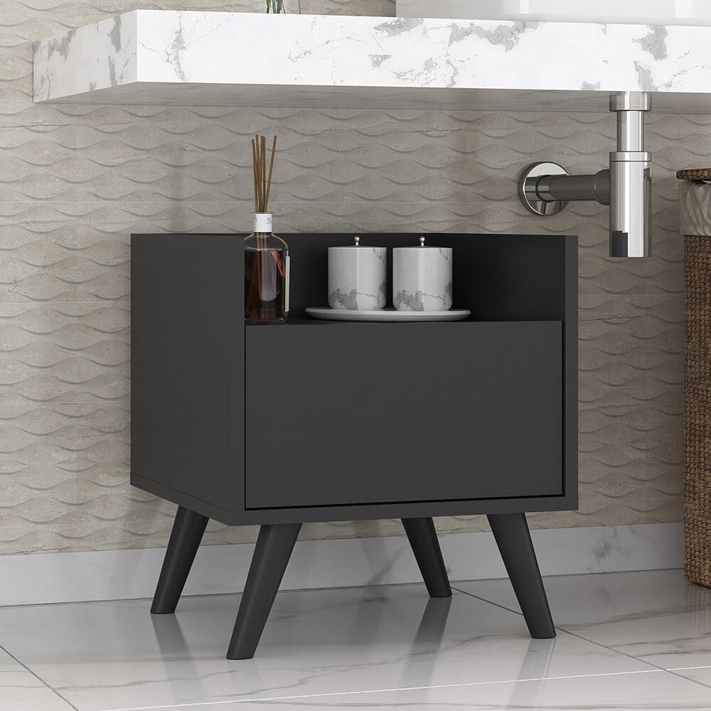 Gabinete Armário Banheiro 40 Cm Com Pés Retrô Multimóveis Mp5037 Preto - 1