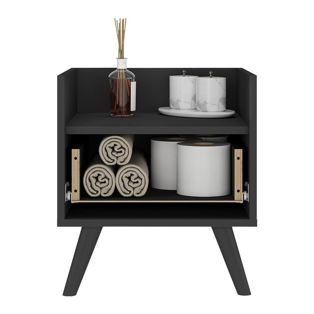 Gabinete Armário Banheiro 40 Cm Com Pés Retrô Multimóveis Mp5037 Preto - 3