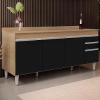 Balcão Gabinete 180cm Com Tampo Dallas Castanho-preto - Lumil - 2