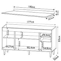 Balcão Gabinete 180cm Com Tampo Dallas Castanho-preto - Lumil