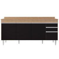 Balcão Gabinete 180cm Com Tampo Dallas Castanho-preto - Lumil - 5