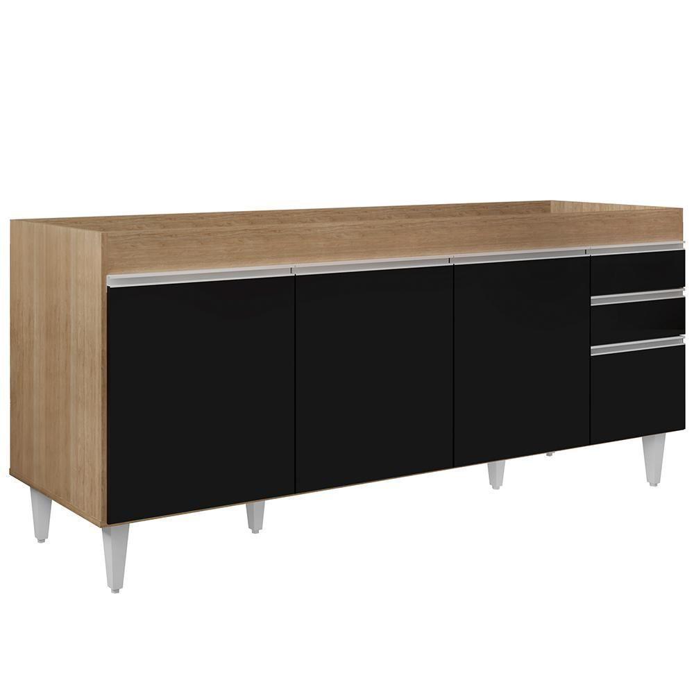 Balcão Gabinete Para Pia 180cm Sem Tampo Dallas Castanho-preto - Lumil - 1