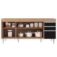 Balcão Gabinete Para Pia 180cm Sem Tampo Dallas Castanho-preto - Lumil - 3