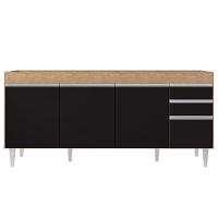 Balcão Gabinete Para Pia 180cm Sem Tampo Dallas Castanho-preto - Lumil - 6