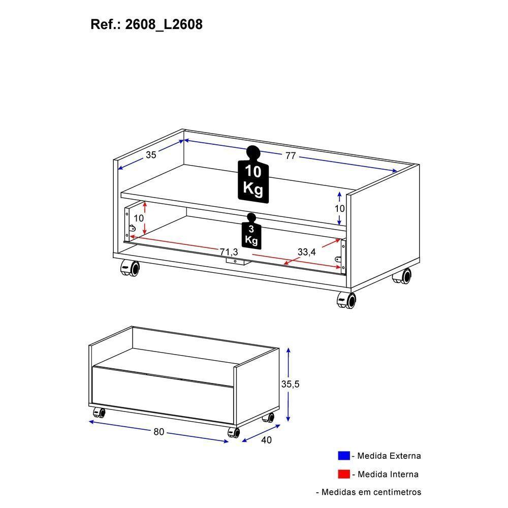 Balcão Banheiro com 1 Gaveta e Rodízios Atacama - 6