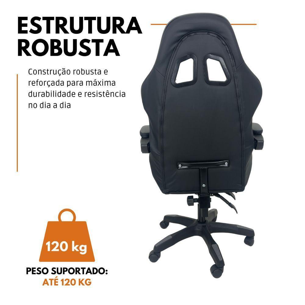 Kit 2 Cadeiras Gamer Stillus Ergonômica Com Apoio Para Os Pés Cinza - 7