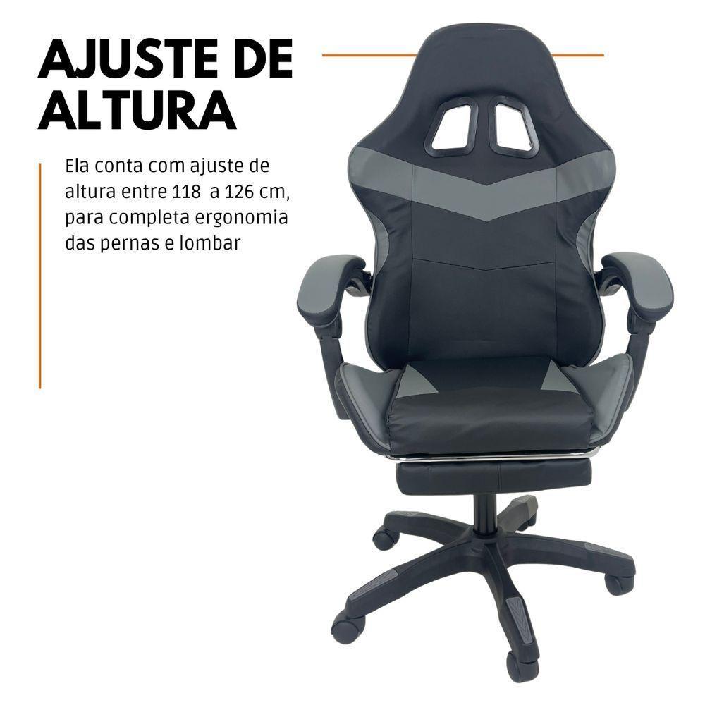 Cadeira Gamer Stillus Ergonômica Com Apoio Para Os Pés Cinza - 3