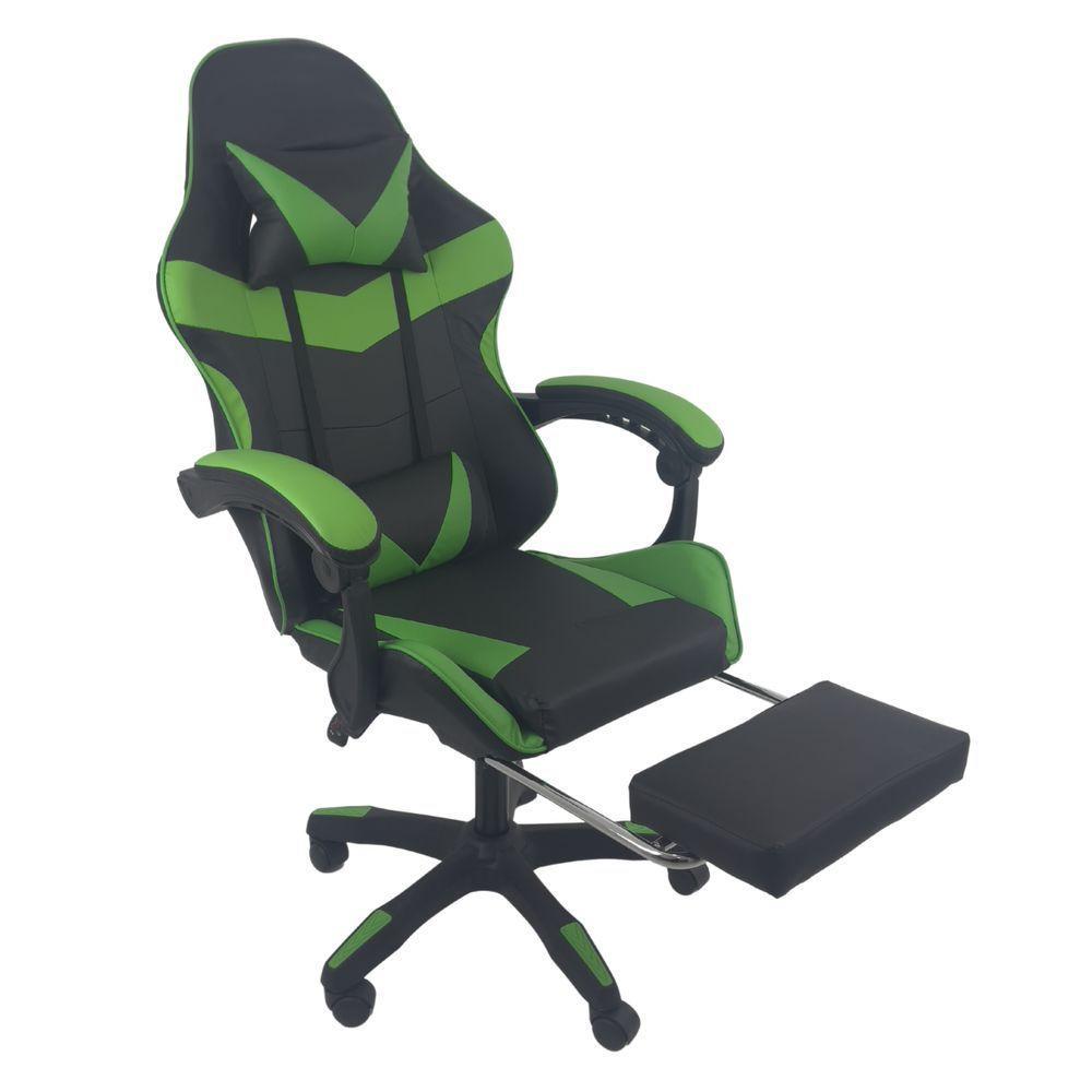 Cadeira Gamer Stillus Ergonômica Com Apoio Para Os Pés Preto Verde - 5