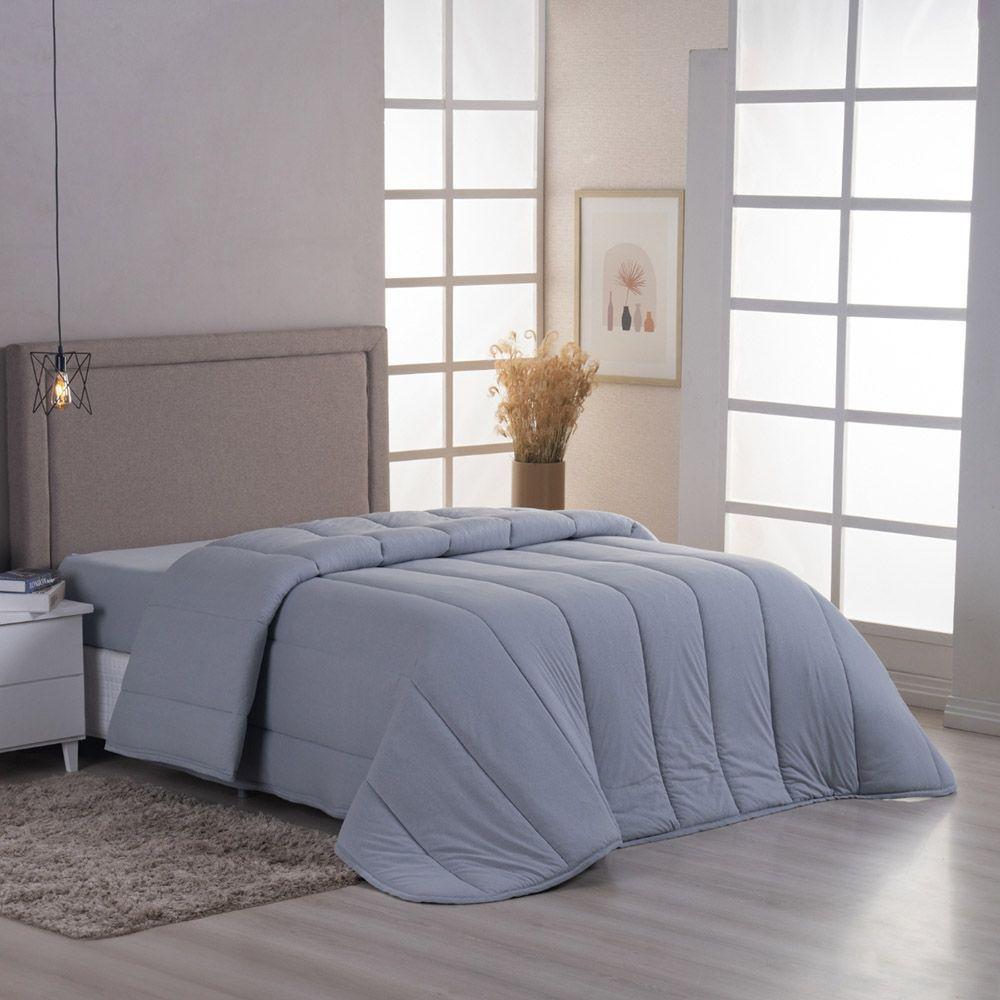 Edredom Minimal King Super Macio Malha 100% Algodão 01 Peça - Cinza - 1
