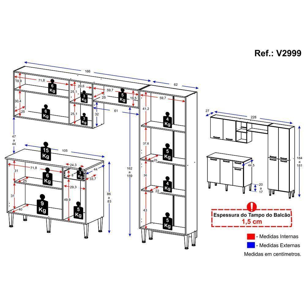 Cozinha Compacta Com Armário E Balcão Pequim Up Multimóveis V2999 Carvalho Avelã/Preta - 4