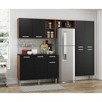 Cozinha Compacta Com Armário E Balcão Pequim Up Multimóveis V2999 Carvalho Avelã/Preta - 1