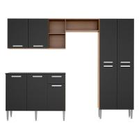 Cozinha Compacta Com Armário E Balcão Pequim Up Multimóveis V2999 Carvalho Avelã/Preta - 2