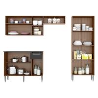 Cozinha Compacta Com Armário E Balcão Pequim Up Multimóveis V2999 Carvalho Avelã/Preta - 3