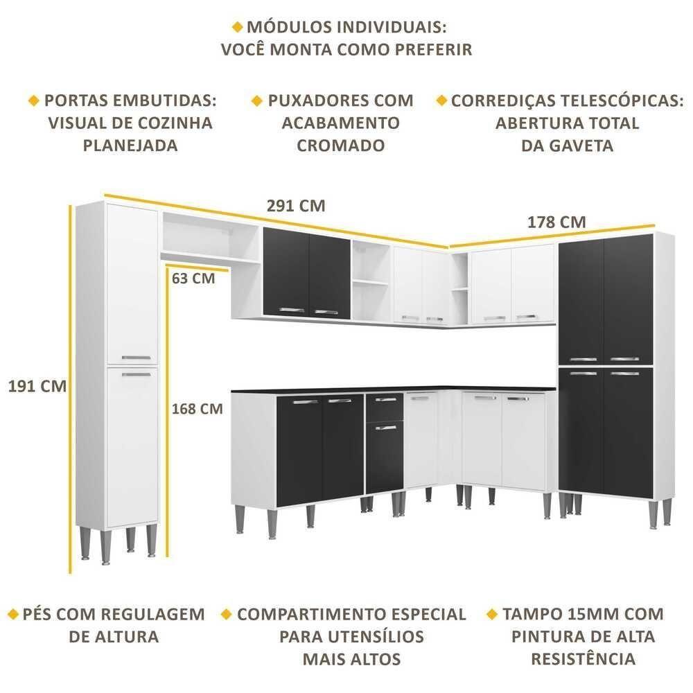 Cozinha Completa Armário e Balcão Xangai Rock Multimóveis - 2