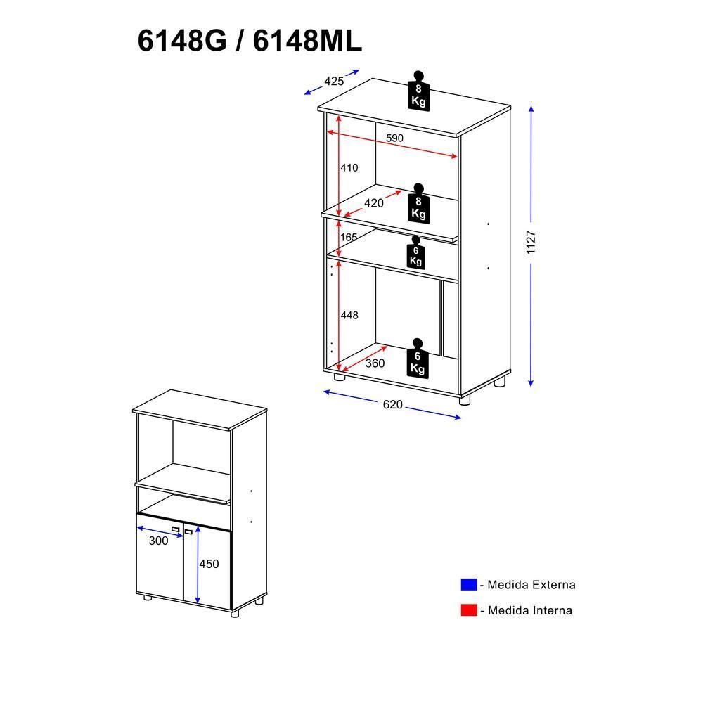 Armário Multimóveis Multiuso para Forno Microondas Branco - 9