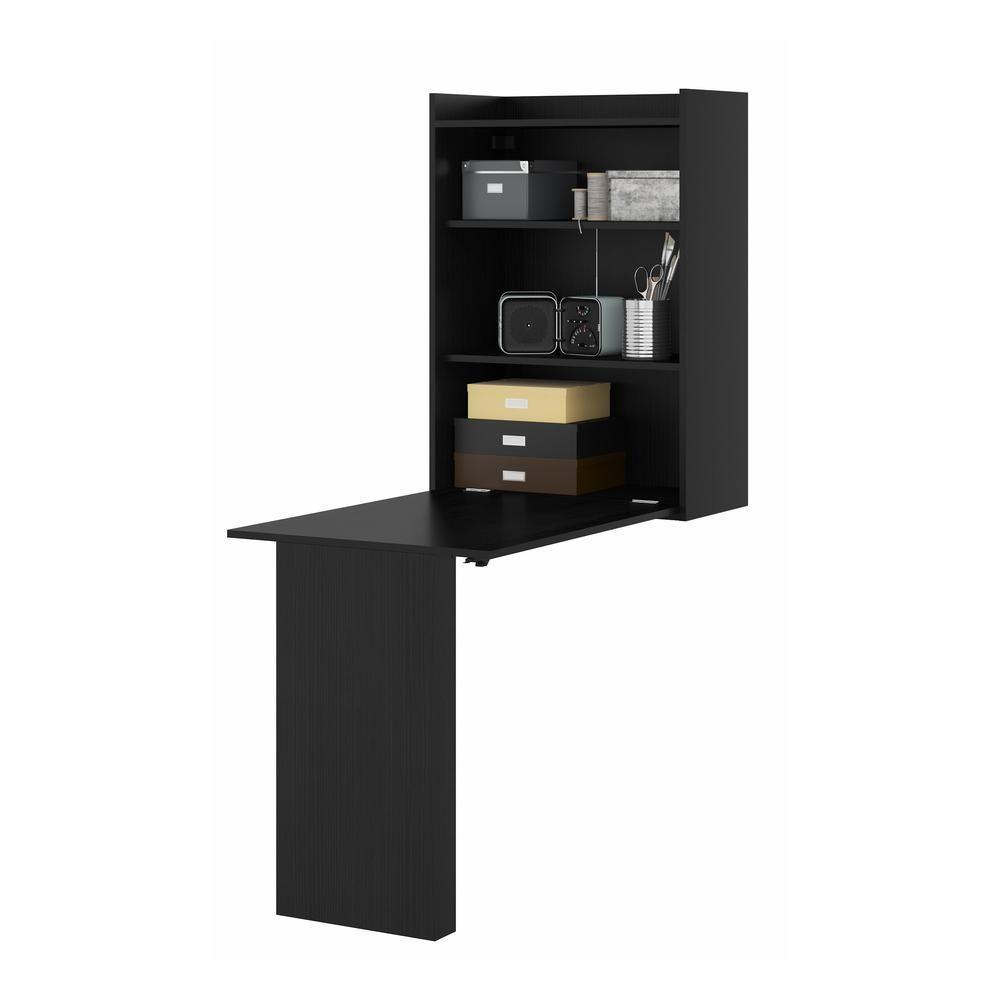 Mesa Dobrável Multiuso e Armário de Parede Preto - 1