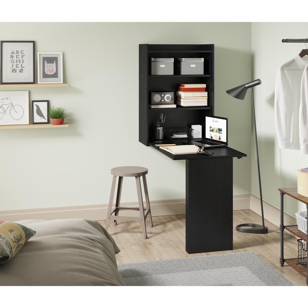 Mesa Dobrável Multiuso e Armário de Parede Preto - 8