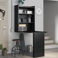 Mesa Dobrável Multiuso e Armário de Parede Preto - 2