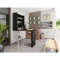 Mesa Dobrável Multiuso e Armário de Parede Preto - 9