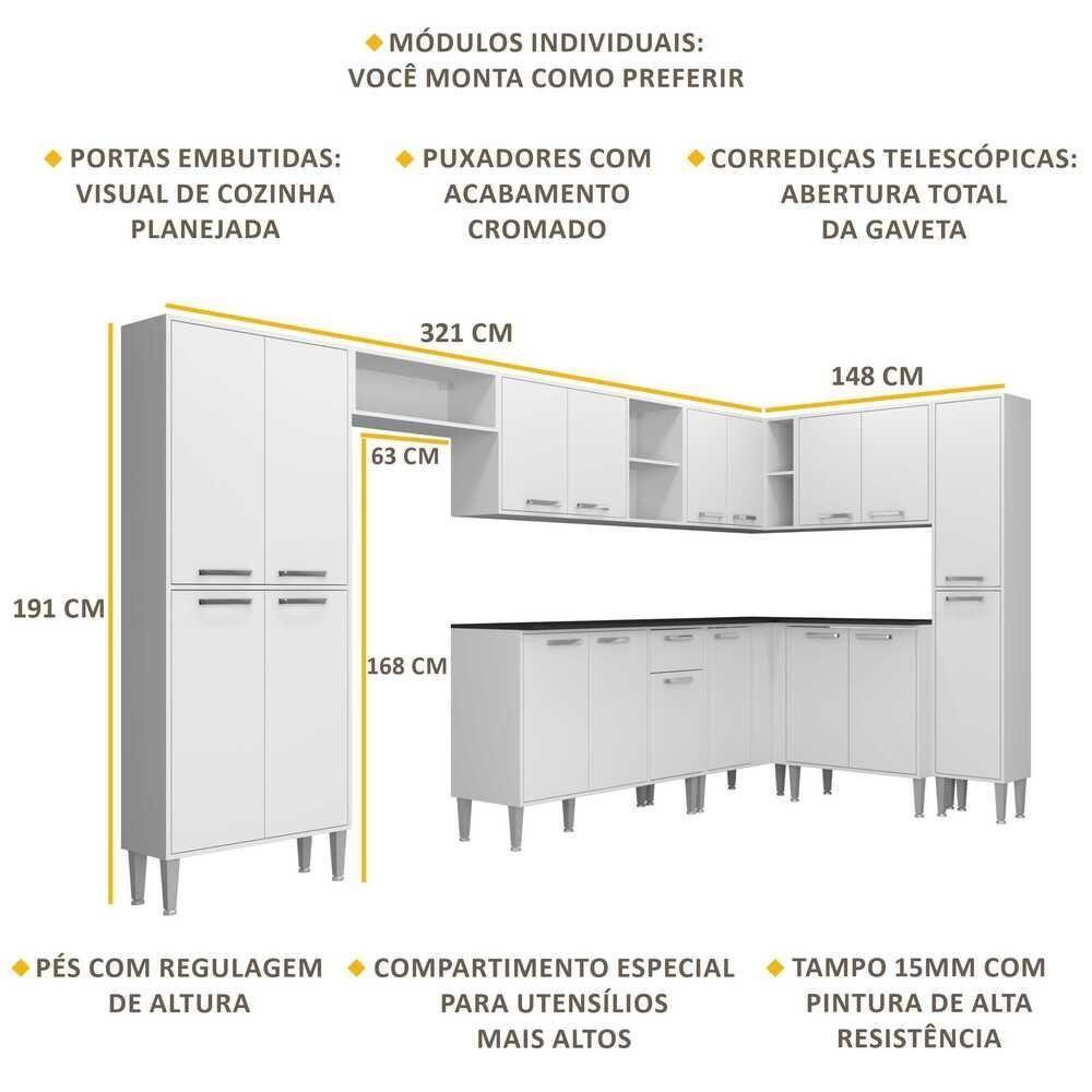 Cozinha Completa Armário E Balcão Xangai Rock Multimóveis - 7