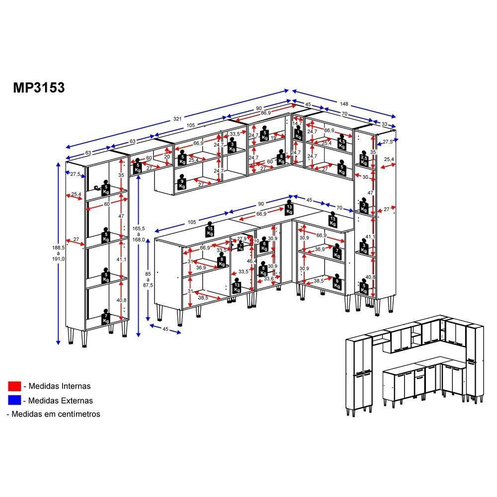 Cozinha Completa Armário E Balcão Xangai Rock Multimóveis - 8