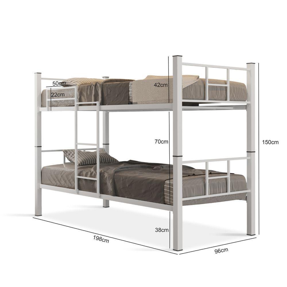 Beliche Solteiro Padr&atilde;o A&ccedil;o Vira 2 Cama Escada Grade Prote&ccedil;&atilde;o &lrm; Branco - 4