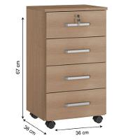 Kit 4 Gaveteiros Para Escritório Gávea Com Chave Freijó Fosco - Móveis Leão - 3