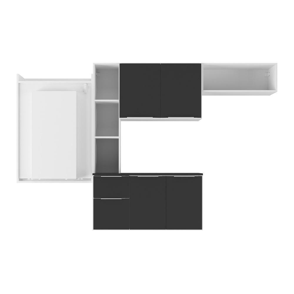 Cozinha Compacta com Mesa Dobrável Multimóveis Branca preta - 2