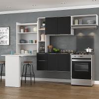 Cozinha Compacta com Mesa Dobrável Multimóveis Branca preta - 1