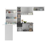 Cozinha Compacta com Mesa Dobrável Multimóveis Branca preta - 6