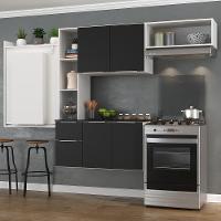 Cozinha Compacta com Mesa Dobrável Multimóveis Branca preta - 8