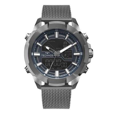 Relógio de Pulso Masculino AD1390AB-1A Ana Digi Aço Inox Anadigi Grafite Technos