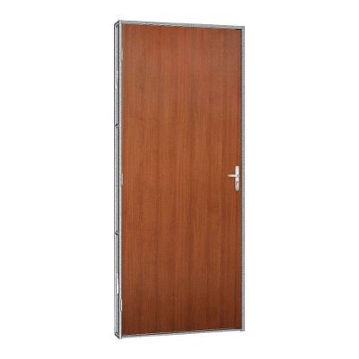 Porta De Madeira Mogno Com Batente De Aço Silver 71x215 R120 Abertura Direita Prata