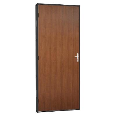 Porta De Madeira Mogno Com Batente De Aço Tradição 65x215 R120 Abertura Esquerda