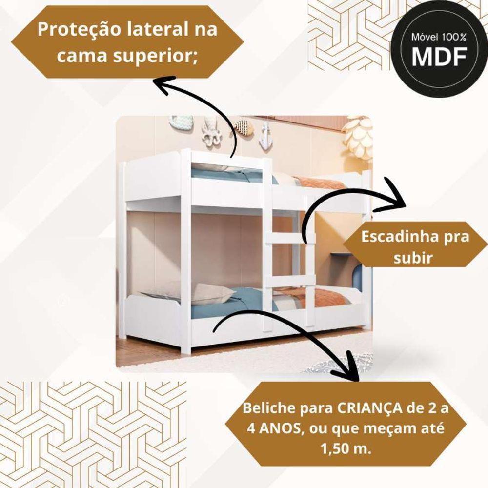 Beliche Minicama Infantil Quarto Criança Mdf Escada Grade Proteção Branco - 2