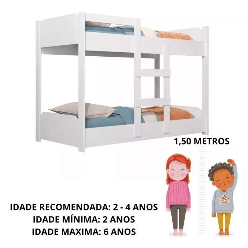 Beliche Minicama Infantil Quarto Criança Mdf Escada Grade Proteção Branco - 4