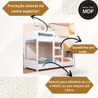 Beliche Minicama Infantil Quarto Criança Mdf Escada Grade Proteção Branco - 2