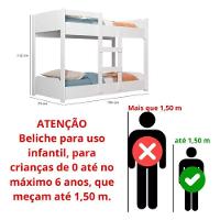 Beliche Minicama Infantil Quarto Criança Mdf Escada Grade Proteção Branco - 3