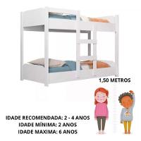 Beliche Minicama Infantil Quarto Criança Mdf Escada Grade Proteção Branco