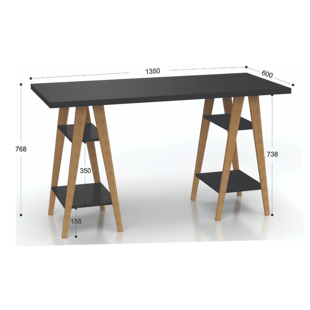 Mesa Escrivaninha Cavalete Mdf 4 Prateleiras Pinus Moderna - 3