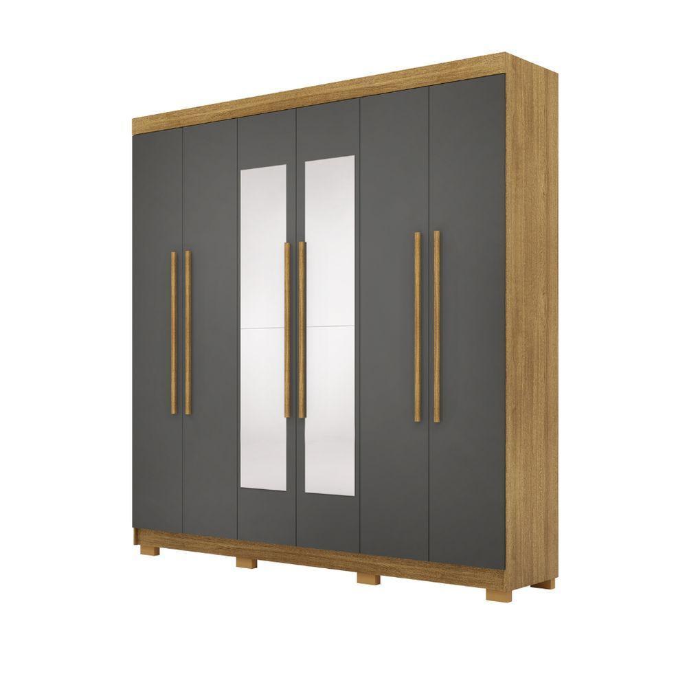 Guarda Roupa Casal 2,2 M Elegance 6 Portas Com Espelho Nature-alasca - 2