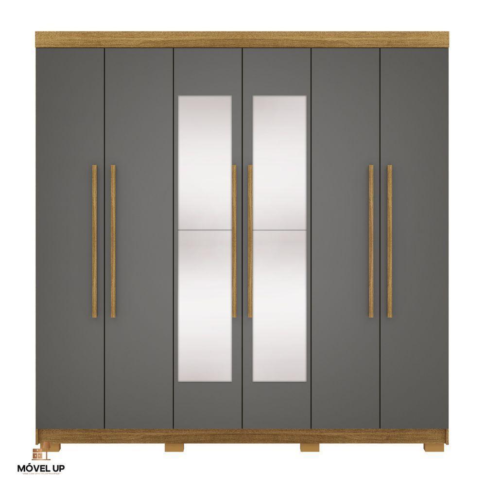 Guarda Roupa Casal 2,2 M Elegance 6 Portas Com Espelho Nature-alasca - 4