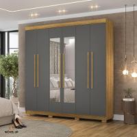 Guarda Roupa Casal 2,2 M Elegance 6 Portas Com Espelho Nature-alasca - 1