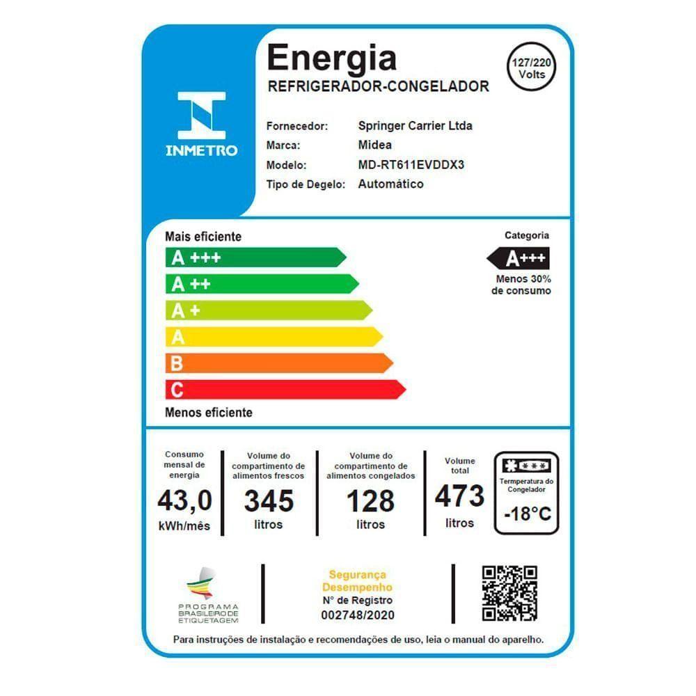 Geladeira Midea Frost Free Duplex 491L Inverter Preto Bivolt - 5