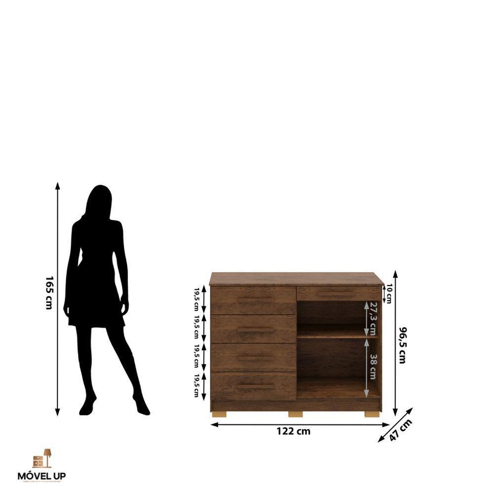 Cômoda Sapateira Armario Multiuso Sirius - Vlr Móveis Imbuia Rústico - 3